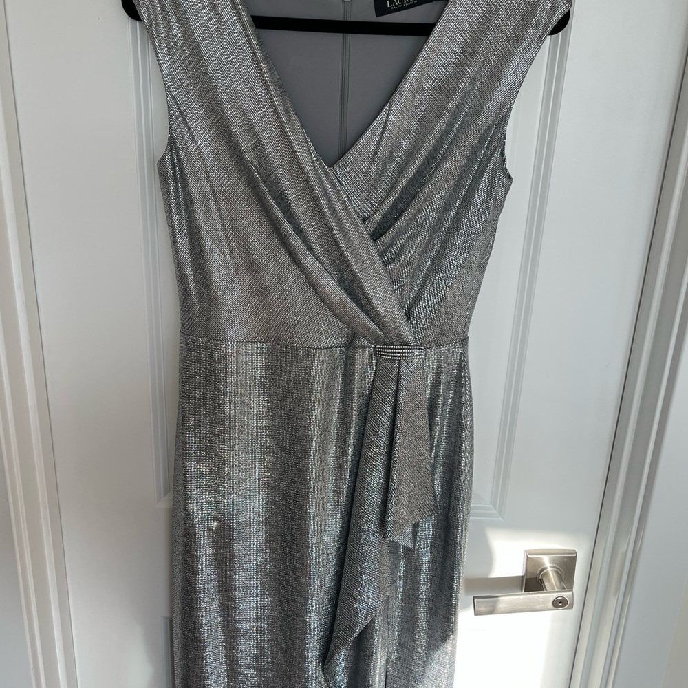 Ralph Lauren Silver Asymmetrical Dress